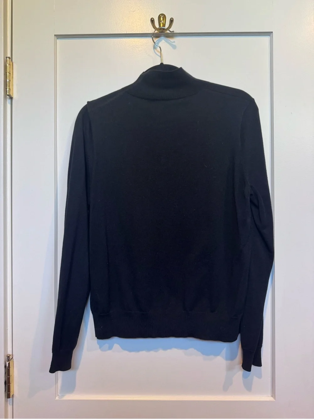 J Crew Black Mock Neck Sweater with Shoulder Button Detail